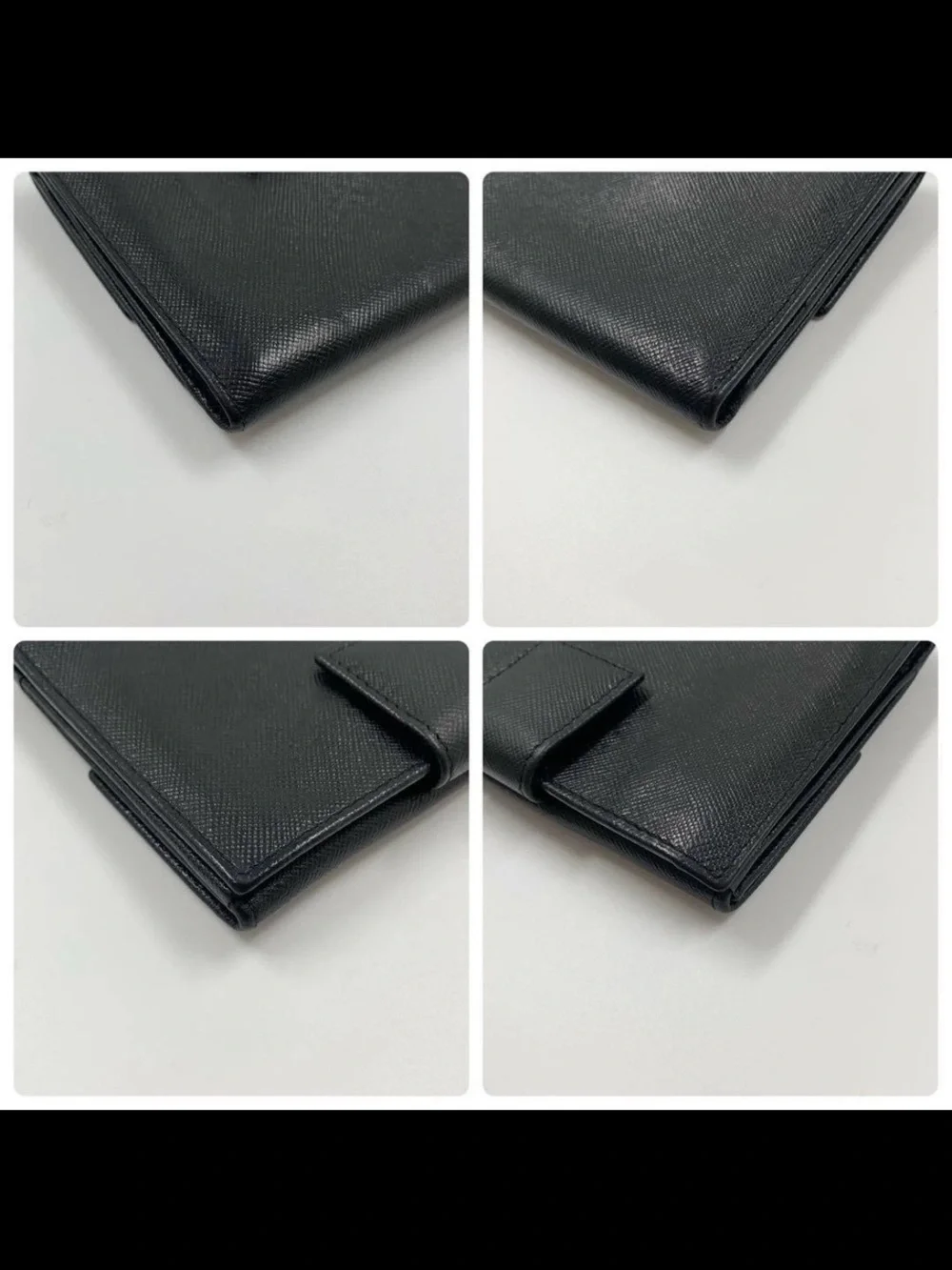 Prada Black Saffiano Leather Wallet Clutch with Silver Logo